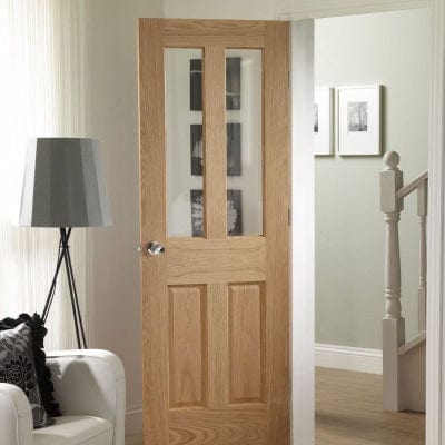 London Oak Pre-Finished 2 Clear Light Panels Internal Door - 1981mm x 838mm