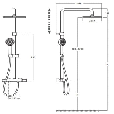 Loft Chrome Shower Mixer Column With Kit