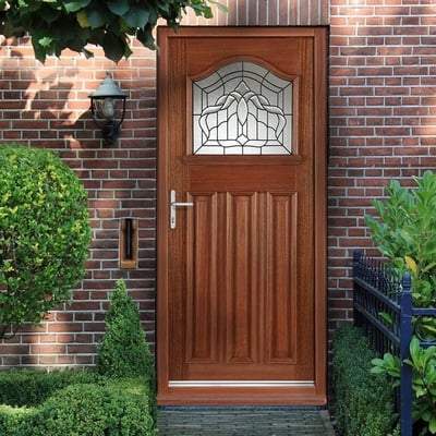 Estate Crown Hardwood M&T 1 Double Glazed Lead Light Panel External Door - 2135mm x 915mm