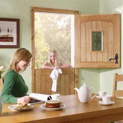 Cottage Stable Oak Unfinished 1 Double Glazed Lead Light Panel External Door - 1981mm x 838mm