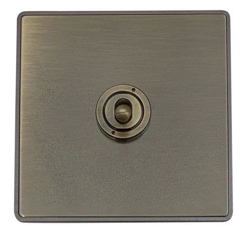 Caradok Screwless Premium Vintage Brass Metal 1 Gang Intermediate Toggle Light Switch