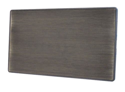 Caradok Screwless Premium Vintage Brass Metal 2 Gang Double Blank Plate