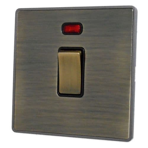 Caradok Screwless Premium Vintage Brass Metal 1 Gang 20 Amp Double Pole Switch