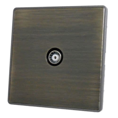 Caradok Screwless Premium Vintage Brass Metal 1 Gang TV Coax Socket Point