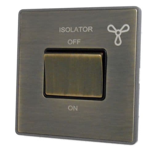 Caradok Screwless Premium Vintage Brass Metal 1 Gang Triple Pole 10A Fan Isolator Switch