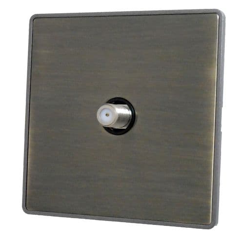 Caradok Screwless Premium Vintage Brass Metal 1 Gang Single Satellite Point Socket