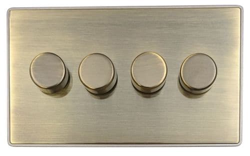 Caradok Screwless Premium Vintage Brass Metal 4 Gang Dimmer Switch