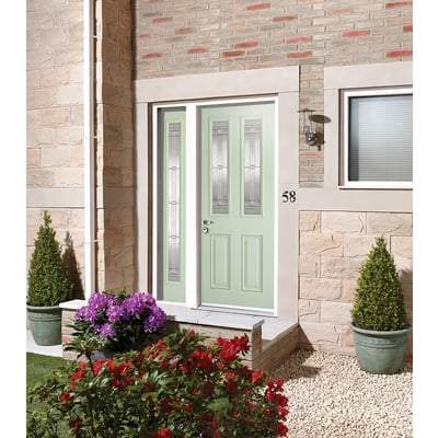 Malton Light Green GRP Pre-Finished 2 Double Glazed Lead Light Panels - 2032mm x 813mm