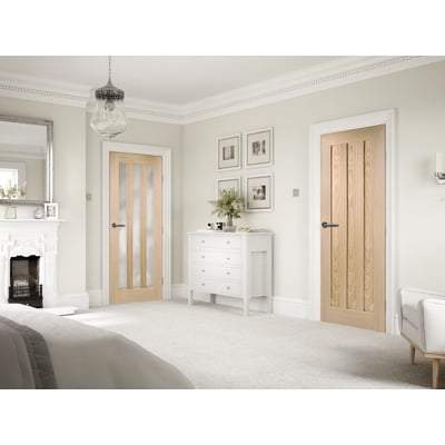 Oak Idaho Panelled Un-Finished Internal Fire Door FD30 - 1981mm x 762mm
