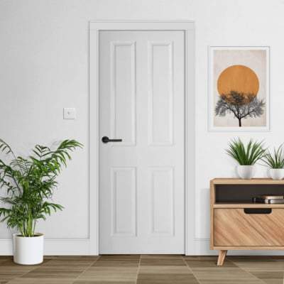 Moulded Textured White Primed 4 Panel Interior Door - 2040mm x 626mm
