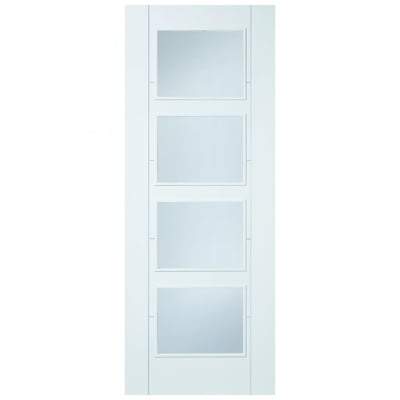 Vancouver White Primed 4 Glazed Clear Light Panels Interior Door - 2040mm x 726mm