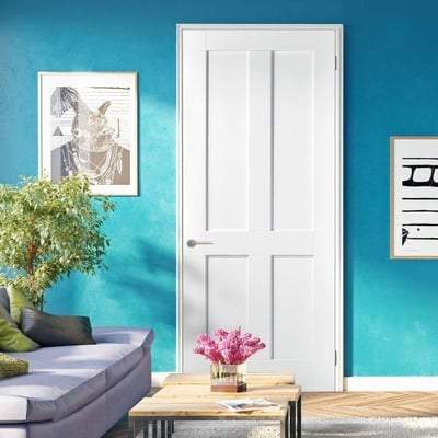 London White Primed 4 Panel Interior Door - 1981mm x 610mm