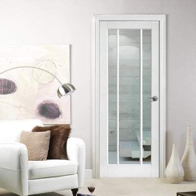 Lincoln White Primed 3 Glazed Clear Light Panels Interior Door - 1981mm x 610mm