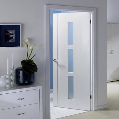 Sierra Blanco White Pre-Finished 3 Glazed White Frosted Panels Interior Door - 1981mm x 686mm
