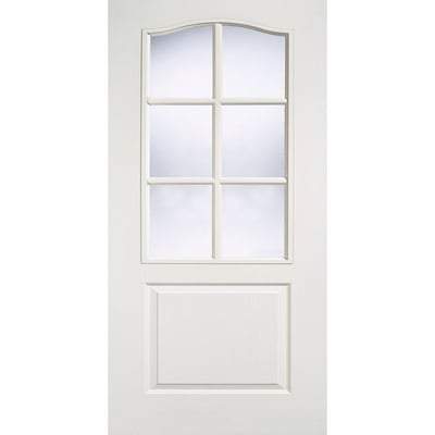 Classical Moulded White Primed 6 Glazed Clear Light Panels Interior Door - 1981mm x 762mm