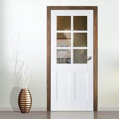 Canterbury White 6 Glazed Clear Light Panels Interior Door - 1981mm x 762m
