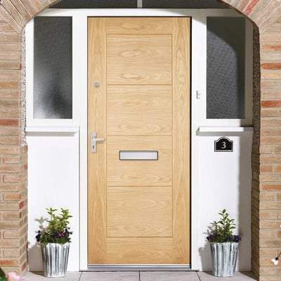 Modica Oak Unfinished 4 Panel External Door - 1981mm x 838mm