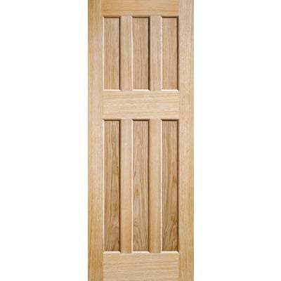 Oak 60's Style Panelled Un-Finished Internal Door - 1981mm x 610mm