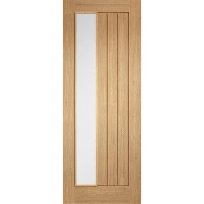 Oak Mexicano 1 Clear Light Panel Offset Pre-Finished Internal Door - 1981mm x 762mm