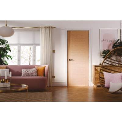 Oak Vancouver 5 Panel Pre-Finished Solid Internal Fire Door FD30 - 2040mm x 726mm