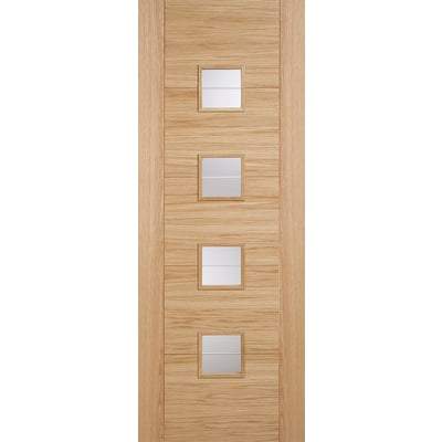 Oak Vancouver 4 Light Brilliant Cut Glass Pre-Finished Internal Door - 2040mm x 726mm