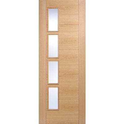 Oak Vancouver 4 Light Panel Offset Pre-Finished Internal Door - 2040mm x 826mm
