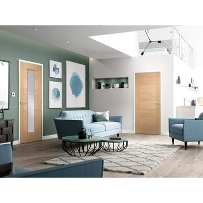Oak Vancouver Long Light Pre-Finished Internal Fire Door FD30 - 1981mm x 762mm