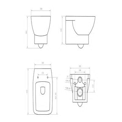 Piccolo Wall-Hung Toilet for use with Cistern & Frame Pack