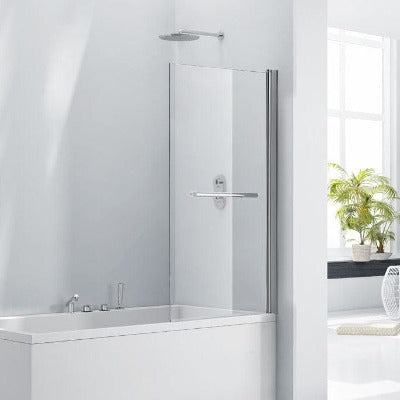 Aquaglass 8mm Square Bath Screen with 180 Degree Opening - 1500 x 800mm