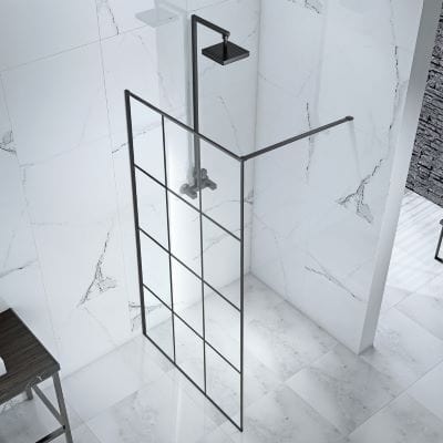 Velar+ Crittal Matt Black Framed Walk In Side Panel