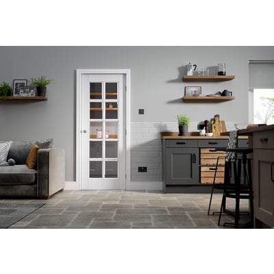 SA Moulded White Primed 10 Glazed Clear Light Panels Interior Door - 1981mm x 838mm