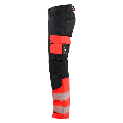 Blaklader 1126 Hi-Vis 4-Way Stretch Kneepad Trousers Black/Red
