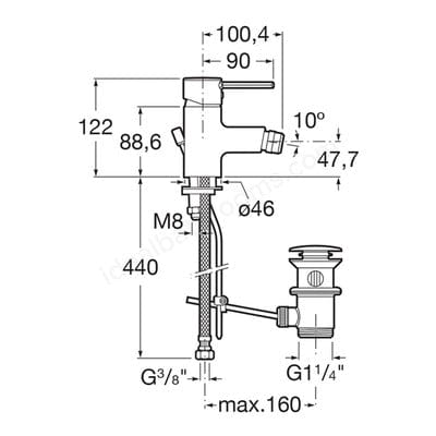 Targa Chrome Bidet Mixer Tap With Pop-Up Waste