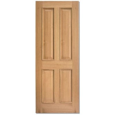 Regency Oak Unfinished 4 Panel Raised Mouldings Internal Door - All Sizes