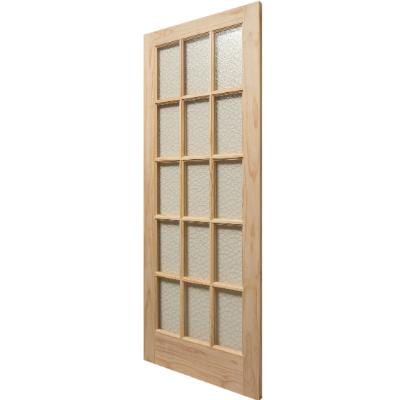 Knotty Pine Unfinished Internal Door - 15 Obscured Glazed Light Panels - All Sizes