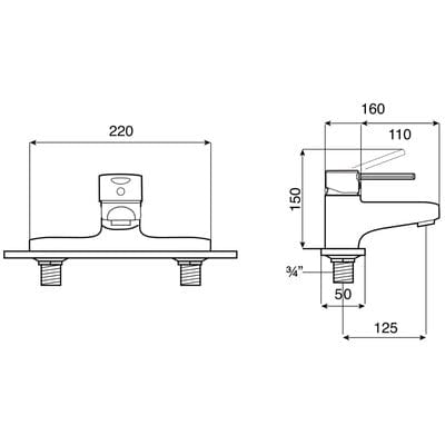 Targa Chrome Deck Mounted Bath Filler Tap