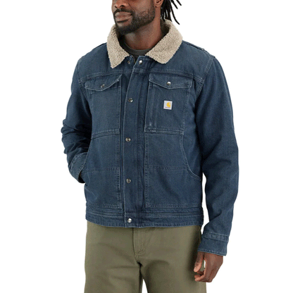 Carhartt 106323 Relaxed Fit Denim Sherpa Lined Jacket Beech / XL