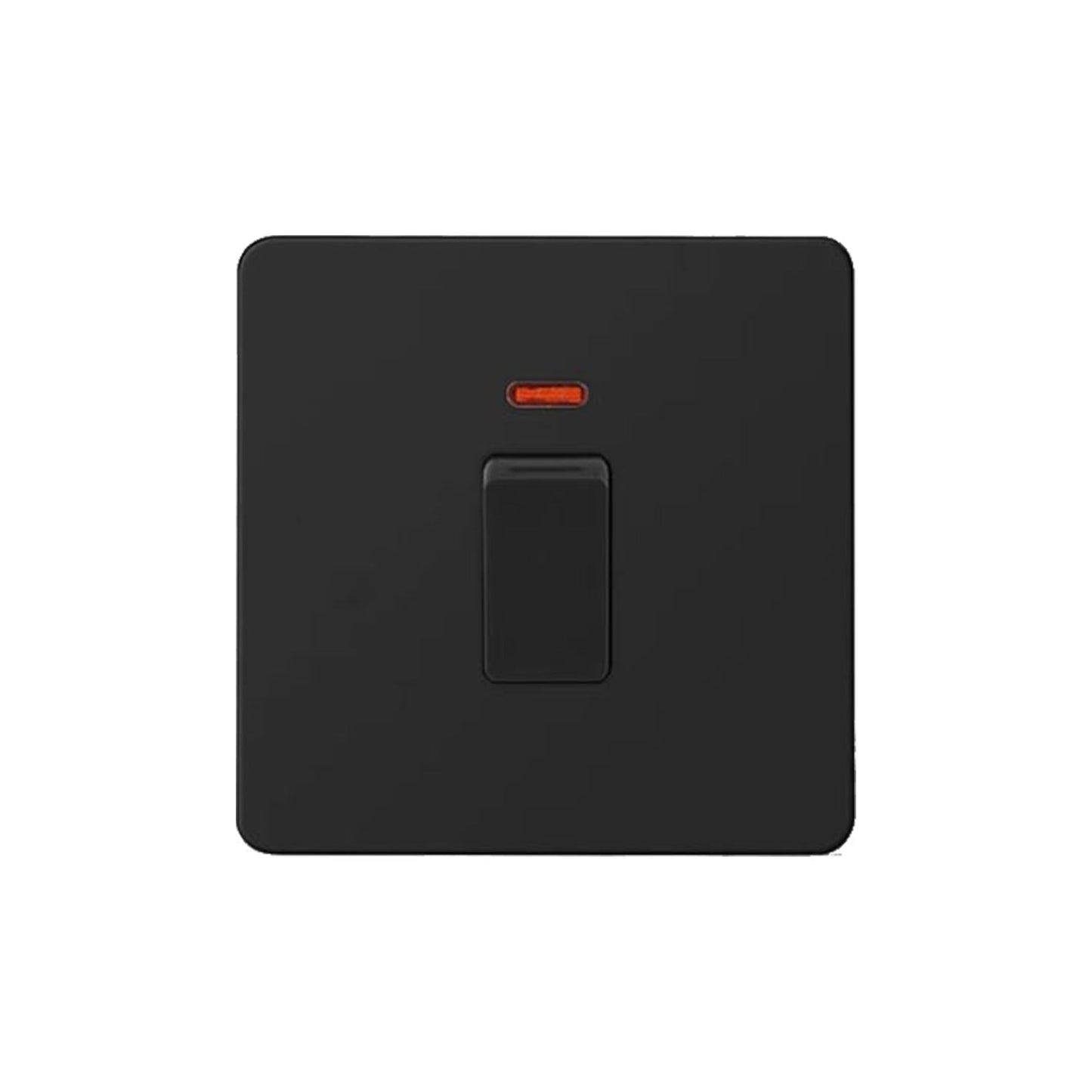 Caradok Matt Black Metal Screwless 20A Switch w/ Neon