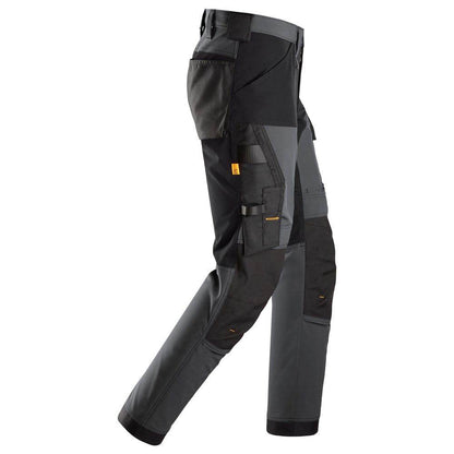 Snickers 6375 AllroundWork 4-way Stretch Trousers Steel Grey/Black, 39" Waist 30" Leg-Snickers 112