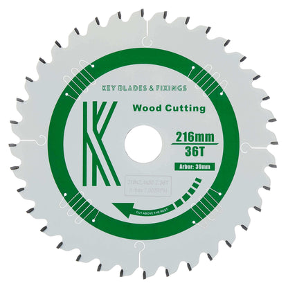 216mm x 30mm x 2.4mm 36T ATB (Neg Rake) Festool KS60 Circular Saw Blade - 2501