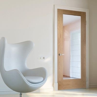 Oak Pattern 10 - 1 Glazed Clear Light Panel Un-Finished Internal Door - 2040mm x 626mm