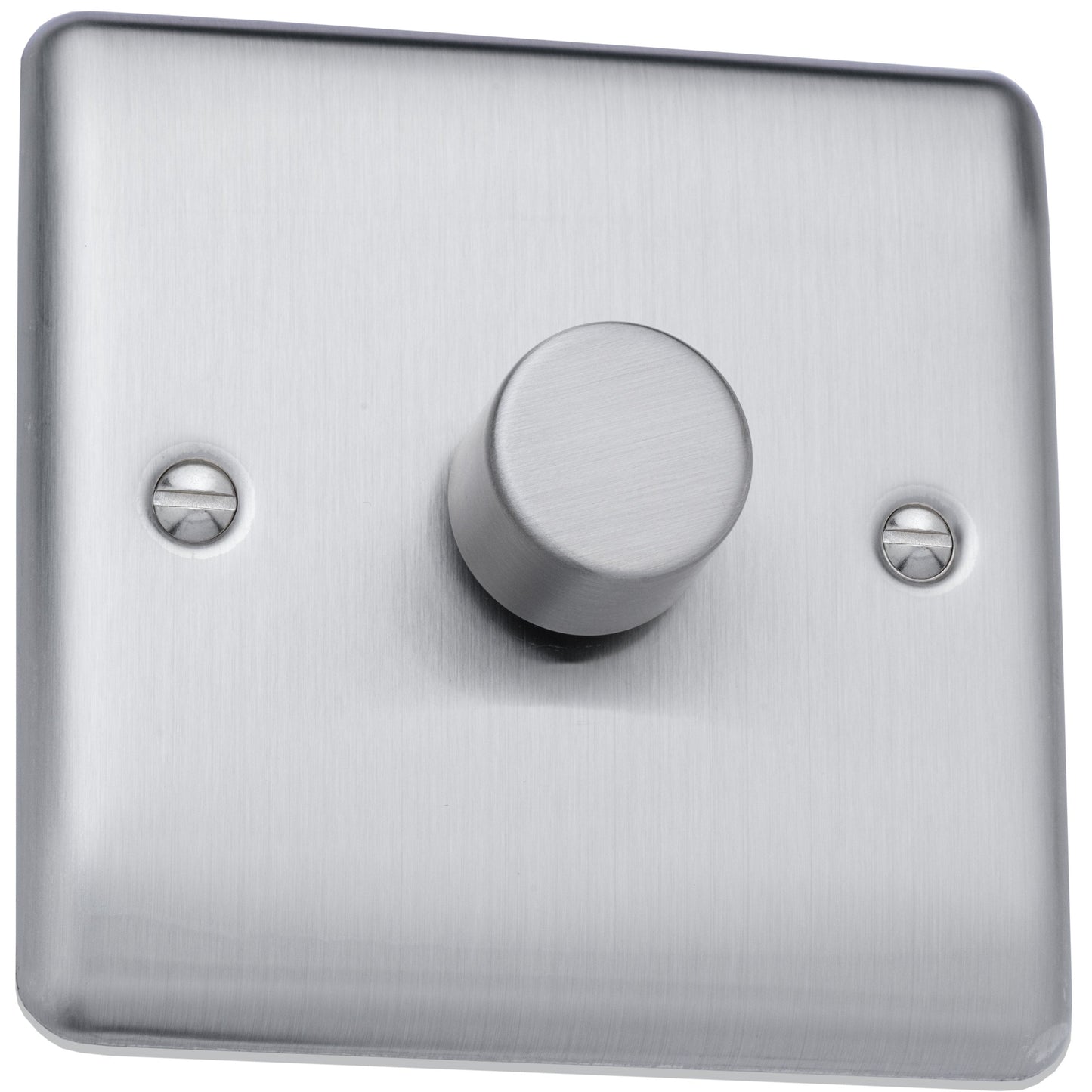 Caradok 400W 1gang 2way dimmer switch Brushed Chrome, Metal Switch, Grey Insert
