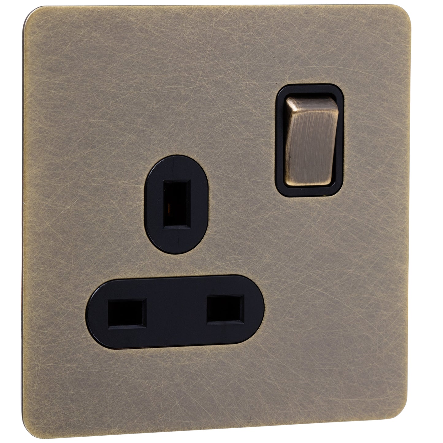 Caradok Screwless Antique Brass Socket - 1 Gang - The Georgian