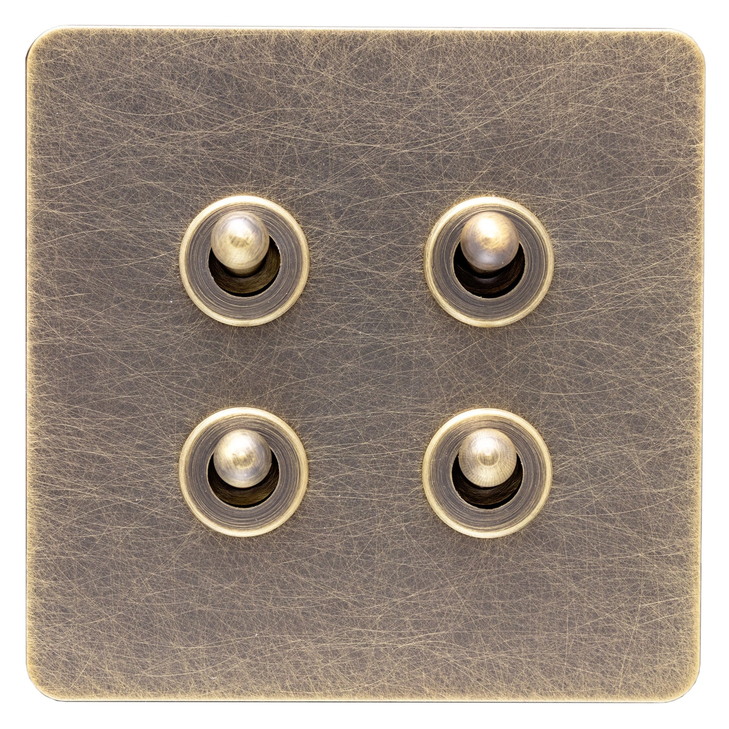 Caradok Screwless Antique Brass Toggle Switch - 4 Gang - The Georgian