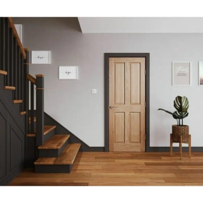 Victorian 4 Panel Unfinished Internal Oak Fire Door FD30 - All Sizes