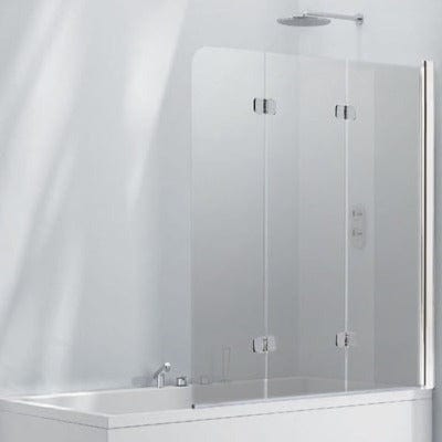 Aquaglass 6mm Frameless Bath Screen with 3 Folding Panels - 1400 x 1200mm