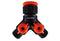 Double Tap Connector with Valves & Threaded Outlets Black/Orange