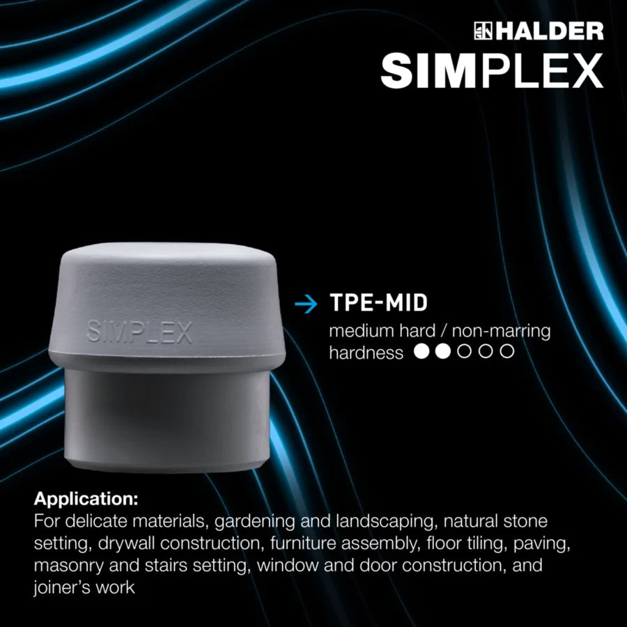 Halder Simplex soft-face mallet, cast iron housing - TPE-soft / TPE-mid