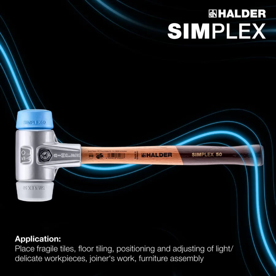 Halder Simplex soft-face mallet, aluminium housing - TPE-soft / TPE-mid