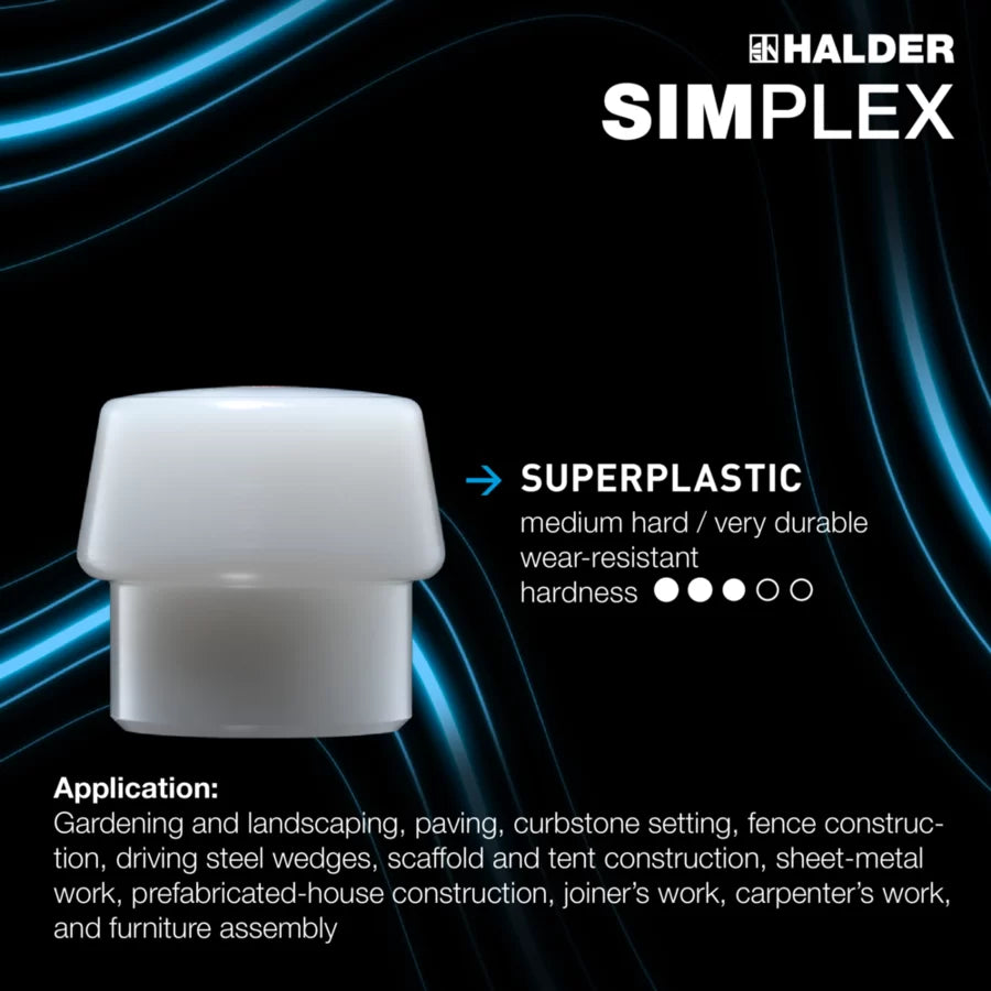 Halder Simplex soft-face mallet, aluminium housing - TPE-soft / Superplastic